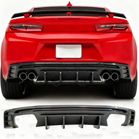 Rear Diffuser for 2016-2024 Chevrolet Camaro (Except ZL1), PP Rear Bumper Lip Lower Valance Splitter, Carbon Fiber Style in Saudi Arabia