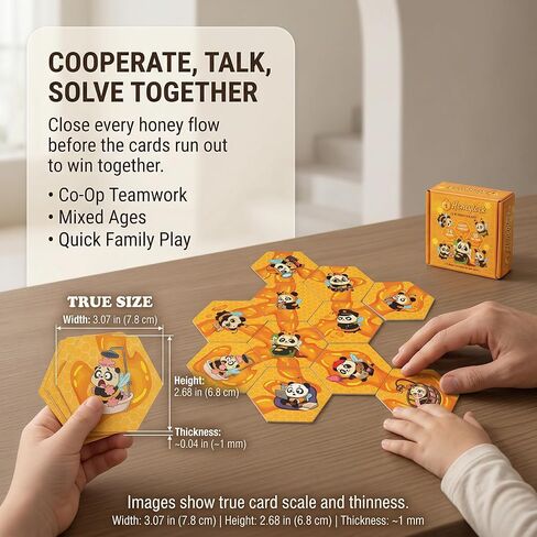 Honeylock Co-Op Strategy Board Game – Solo Friendly Hex Card Puzzle Game for 1–6 Players, Quick 10–15 Min Family Board Game for Teens & Adults, Tile-Matching Hive Puzzle, 55 Cards in Kuwait