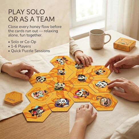 Honeylock Co-Op Strategy Board Game – Solo Friendly Hex Card Puzzle Game for 1–6 Players, Quick 10–15 Min Family Board Game for Teens & Adults, Tile-Matching Hive Puzzle, 55 Cards in Kuwait