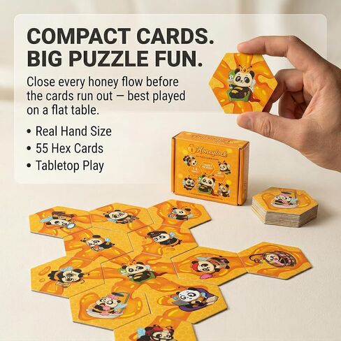 Honeylock Co-Op Strategy Board Game – Solo Friendly Hex Card Puzzle Game for 1–6 Players, Quick 10–15 Min Family Board Game for Teens & Adults, Tile-Matching Hive Puzzle, 55 Cards in Kuwait