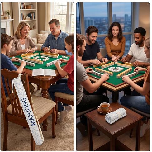 35.4 Inch Long Canvas Mahjong Mat Carrying Bag Double Strapped Drawstring Holder Durable Bag Only for Mahjong Lovers, Mat Not Included, Blue White Chinese Style, 1 Pc in Saudi Arabia