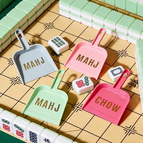 4-Piece Mahjong Tile Shuffler Set with 4 DIY Stickers | Ultra-Thin Shuffler Paddles & Cute Decorative Accessories | Fun Mahjong Gifts for Beginners, Lovers, Elders & Enthusiasts in Saudi Arabia