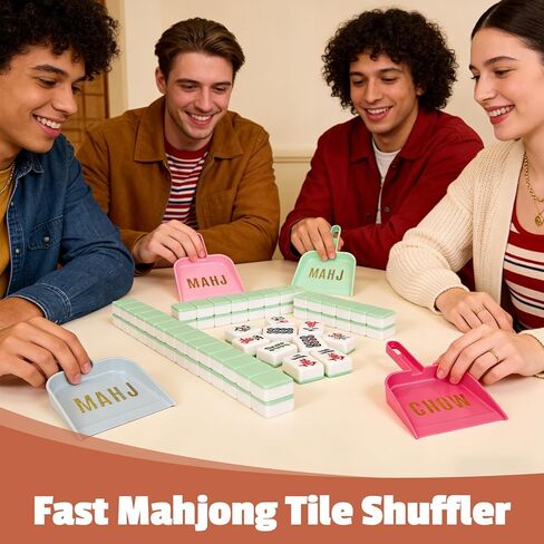 4-Piece Mahjong Tile Shuffler Set with 4 DIY Stickers | Ultra-Thin Shuffler Paddles & Cute Decorative Accessories | Fun Mahjong Gifts for Beginners, Lovers, Elders & Enthusiasts in Saudi Arabia
