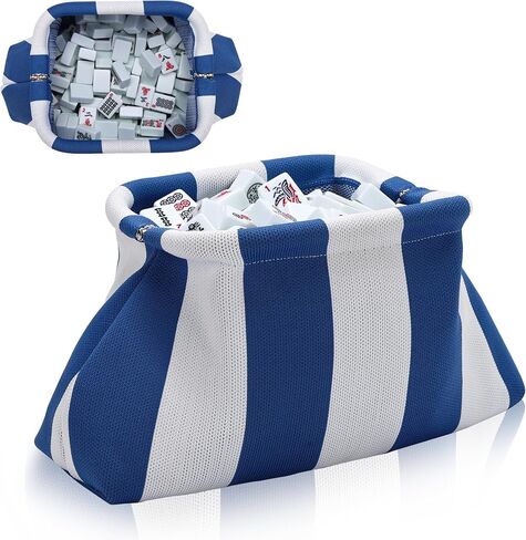 Mahjong Tile Bag, Knitted Mahjong Pouch with Snap Frame – Wide Opening Storage Carry Bag for Tiles in Saudi Arabia