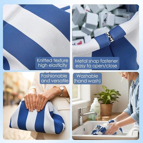 Mahjong Tile Bag, Knitted Mahjong Pouch with Snap Frame – Wide Opening Storage Carry Bag for Tiles in Saudi Arabia