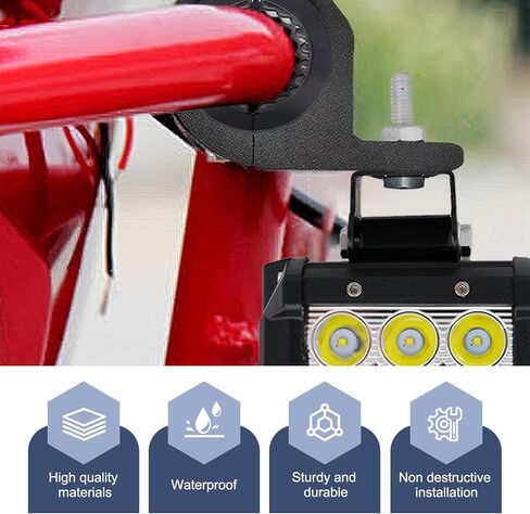 2 PCS Light Mounting Bracket Kit, Aluminum Light Bar Mount Clamp for Bull Bar, Roof Rack, Roll Cage, Horizontal Bar, Fits 0.87"-1.18" Tubes for Truck ATV UTV Motorcycle (Black) in Kuwait