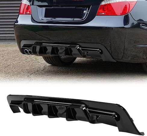 Rear Diffuser Compatible with 2002-2010 BMW E60 Rear Bumper Lower Lip Splitter (Bilateral Dual Outlet, Rear Diffuser Without LED) in Saudi Arabia