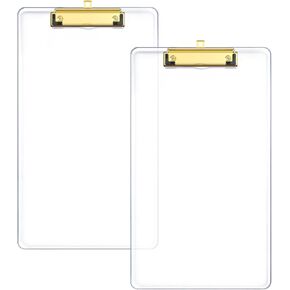 Legal Size Clipboard, Clear 8.5 x 14 Plastic Clip Board for Lawyer, Nurse, Business, Size 9 x 15, with Low Profile Gold Clip, Office & School Supplies in Saudi Arabia