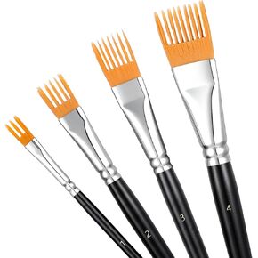 Professional Comb Brush Set - 4PCS Texture Brushes for Acrylic Painting, Oil and Watercolor - Artist Rake Brushes for Detail Work in Saudi Arabia