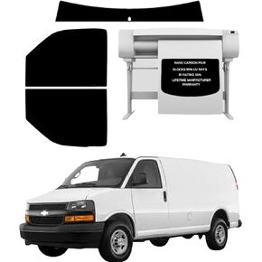 لون نافذة نانو كربون مسبق القطع لسيارة Chevy Express Van 1996-2025 للسائق والركاب مع قطع كمبيوتر للحواجب لصبغ مسبق (20% أمامي، الحاجب 5%) in Kuwait