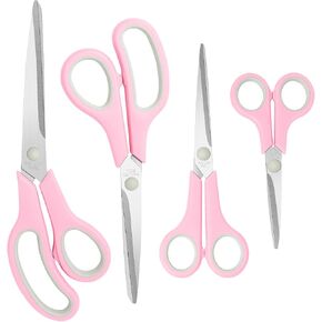 Multi-Purpose Scissors Set Of 4, Craft Scissors,stainless steel blades, soft rubber handles, suitable for home, office, school, crafting and sewing，Pink (8.5+7.5+6.5+5.5 inches) in Saudi Arabia