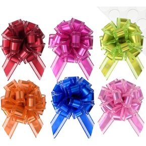 HAPNEWEY 6 Inch Gift Bows for Gift Wrapping - 6 Colors Reusable Pull Bows with Self-Adhesive Stickers | Perfect for Birthdays, Parties, Holidays in Saudi Arabia