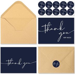 NESCCI 24 PCS Thank You Cards With Envelopes,Thank You Card,4x6 Inch Minimalistic Design, Thank You Notes for Wedding, Business, Baby Shower, Small Business, Funeral, Graduation (Navy Blue) in Saudi Arabia