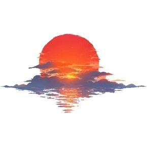 Decorative Sunrise Ocean Sunset Decorative Decals, Red and Blue, Waterproof Vinyl, High Adhesion, for Car, Window, Laptop, 2 Pack#A-105 in Saudi Arabia