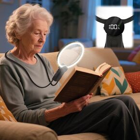 2500mAh Magnifying Glass with Light, 5X Hands Free Magnifier for Reading, Sewing, Knitting, Cross Stitch & Crafts, Rechargeable Lighted Magnifier for Seniors in Saudi Arabia