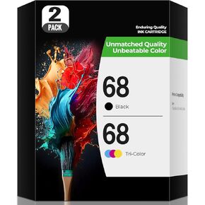 68 خرطوشة حبر لحبر Envy 6555e 6155e متوافقة مع HP68 Ink 68e 68XL مجموعة خراطيش حبر بديلة للاستخدام مع Envy 6552e 6152e 6558e 6552 e 6555 e 6500 e 6100 e (1 أسود، 1 ثلاثي الألوان) in Kuwait