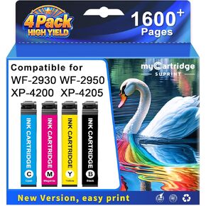 استبدال معاد تصنيعه من myCartridge SUPRINT لحزمة التحرير والسرد لخرطوشة الحبر Epson 232 232XL ذات سعة عالية للتعبير XP-4200 XP-4205 Workforce WF-2930 WF-2950 (4 عبوات) in Kuwait