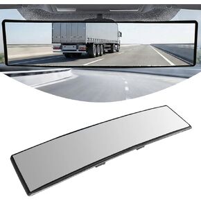 Car Rear View Mirror, 11.26 Inch HD Anti-Glare Panoramic Mirror, Wide Angle Clip-On Convex Mirrors, Universal Vehicle Interior Rearview Mirrors Accessories for Reduce Blind Spot (Black) in Saudi Arabia