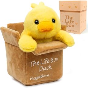 Life Box Stuffed Duck - Emotional Support Duck Plush for Adults & Teens, Weighted Duck Stuffed Animal Gift with Story Card & Gift Box, Thoughtful Duck for New Beginnings, Graduation, New Job, Moving in Saudi Arabia