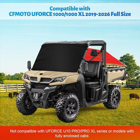 غطاء ثلجي للزجاج الأمامي 600D UTV متوافق مع CFMOTO UFORCE 1000/1000 XL 2019-2026 بالحجم الكامل، واقي الزجاج الأمامي للنقل للجليد والثلج in Kuwait