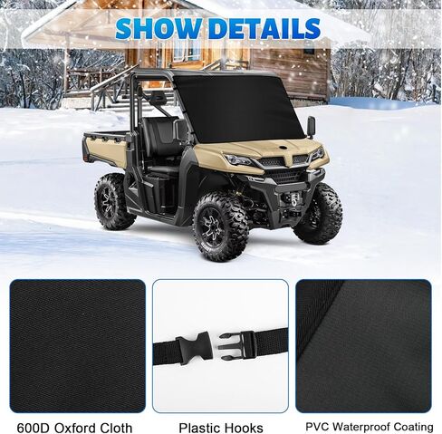 غطاء ثلجي للزجاج الأمامي 600D UTV متوافق مع CFMOTO UFORCE 1000/1000 XL 2019-2026 بالحجم الكامل، واقي الزجاج الأمامي للنقل للجليد والثلج in Kuwait