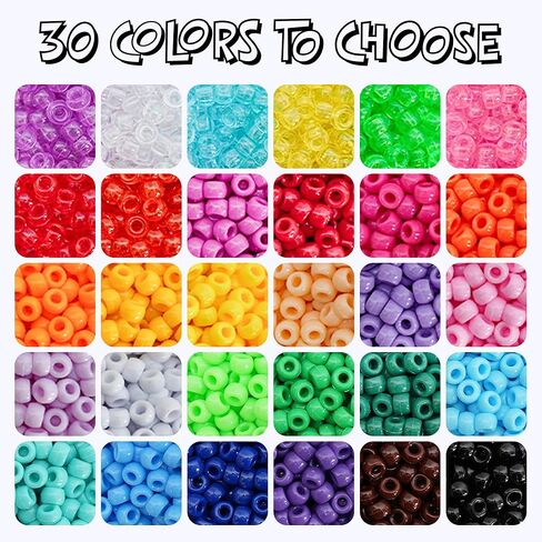 Pony Beads 10,000 Pieces Bracelet Making Kit, 30 Colors Kandi Beads Kit for Bracelets, Jewelry, Hair & Crafts, DIY Projects for Teens and Adults in Saudi Arabia
