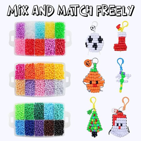 Pony Beads 10,000 Pieces Bracelet Making Kit, 30 Colors Kandi Beads Kit for Bracelets, Jewelry, Hair & Crafts, DIY Projects for Teens and Adults in Saudi Arabia