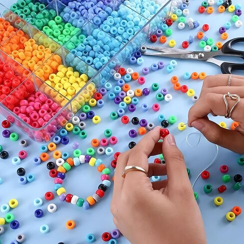 Pony Beads 10,000 Pieces Bracelet Making Kit, 30 Colors Kandi Beads Kit for Bracelets, Jewelry, Hair & Crafts, DIY Projects for Teens and Adults in Saudi Arabia