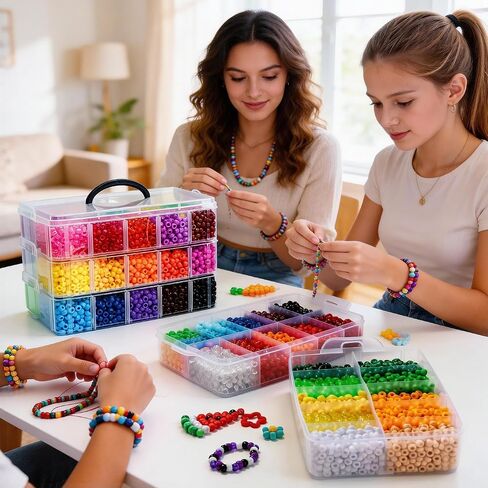 Pony Beads 10,000 Pieces Bracelet Making Kit, 30 Colors Kandi Beads Kit for Bracelets, Jewelry, Hair & Crafts, DIY Projects for Teens and Adults in Saudi Arabia