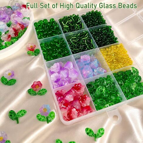 Green Glass Beaded Plant Kit, Bead Craft Kit to Make Beading Flower Leaf Plants Window Suncatcher DIY Desk Decor with Pots Tools and Video Tutorial for Adults & Teens Creative Gift for Mother’s Day in Kuwait