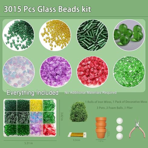 Green Glass Beaded Plant Kit, Bead Craft Kit to Make Beading Flower Leaf Plants Window Suncatcher DIY Desk Decor with Pots Tools and Video Tutorial for Adults & Teens Creative Gift for Mother’s Day in Kuwait