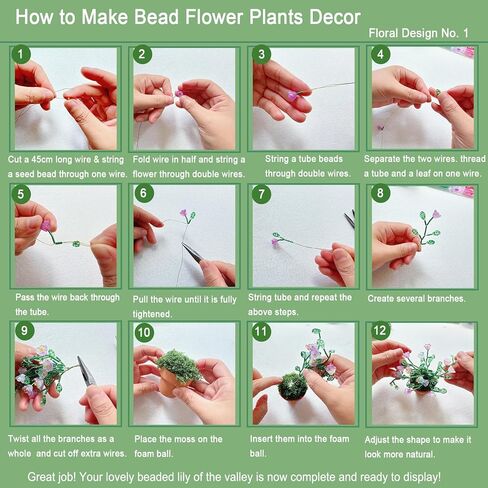Green Glass Beaded Plant Kit, Bead Craft Kit to Make Beading Flower Leaf Plants Window Suncatcher DIY Desk Decor with Pots Tools and Video Tutorial for Adults & Teens Creative Gift for Mother’s Day in Kuwait