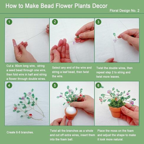 Green Glass Beaded Plant Kit, Bead Craft Kit to Make Beading Flower Leaf Plants Window Suncatcher DIY Desk Decor with Pots Tools and Video Tutorial for Adults & Teens Creative Gift for Mother’s Day in Kuwait