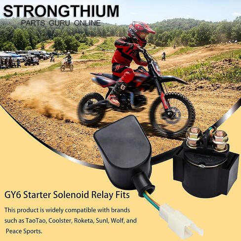 Strongthium GY6 Starter Solenoid Relay يناسب 50cc 125cc 150cc Scooter ATV Dirt Bike Go Kart 139QMB 157QMJ محرك TaoTao Coolster Sunl Roketa Peace Sports 2-Pin Plug Heavy Duty in Kuwait
