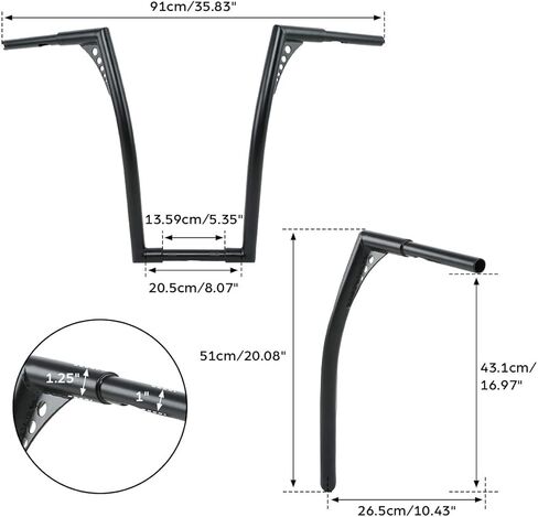 20" Rise Vintage King APE Hangers Handlebar Fits for Harley Touring Sportster Softail in Kuwait