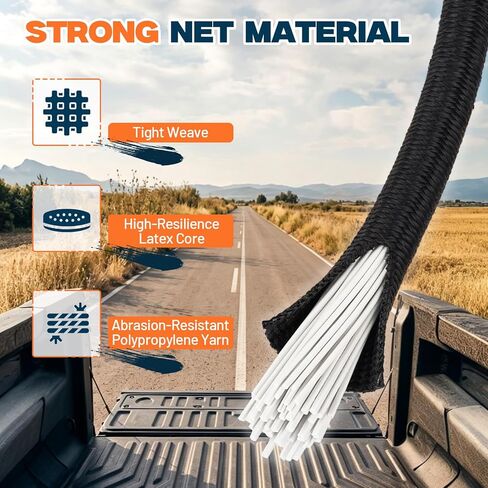 4' x 6' Cargo Net (Stretches to 8'x12'), 4" x 4" Mesh, Heavy Duty Bungee Truck Bed Net, Large Items Organizer Accessory with 12 Metal Carabiners for Pickup Trucks, RVs, and Cargo Storage in Saudi Arabia