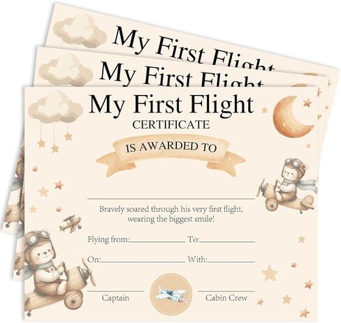 25 My First Flight Certificate, 8x10" Blank Award Certificate Paper for Baby Girls Boys Kids First Flight Keepsake, Pilot Achievement Aviation Journey Milestone -07 in Saudi Arabia