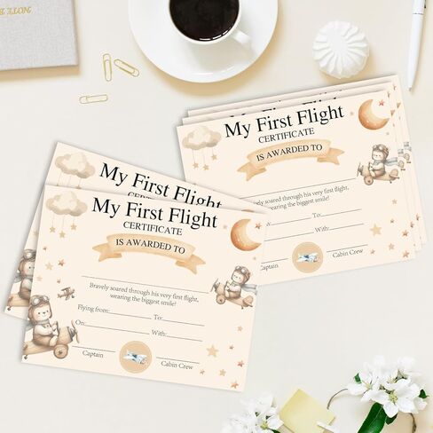 25 My First Flight Certificate, 8x10" Blank Award Certificate Paper for Baby Girls Boys Kids First Flight Keepsake, Pilot Achievement Aviation Journey Milestone -07 in Saudi Arabia