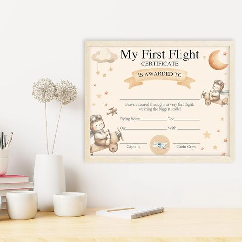 25 My First Flight Certificate, 8x10" Blank Award Certificate Paper for Baby Girls Boys Kids First Flight Keepsake, Pilot Achievement Aviation Journey Milestone -07 in Saudi Arabia