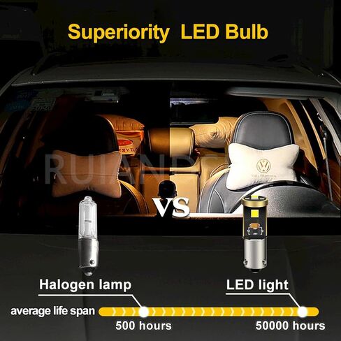 Ruiandsion 2 قطعة 12-24 فولت BAY9S H21W LED لمبة Canbus فائقة السطوع 3030 3SMD شرائح LED مؤشر ضوء احتياطي عكسي، أبيض in Saudi Arabia