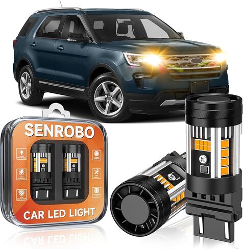 7443CK LED Switchback Bulb مناسب لسيارة Jeep Wrangler 2019-2024 لمبة إشارة الانعطاف الأمامية Drl، سطوع 32 وات 800%، بدون خطأ 7443 7444 CK مصابيح إضاءة وامضة LED كهرمانية بيضاء، حزمة من 2 in Kuwait