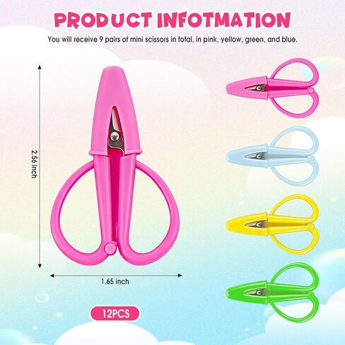 12 Pack Mini Scissors Set - Small, Sharp, Portable Scissor with Protective Cover - Tiny Detail Scissors for Sewing, Embroidery, Crafts, Knitting, and DIY Projects (4 Colors) in Saudi Arabia