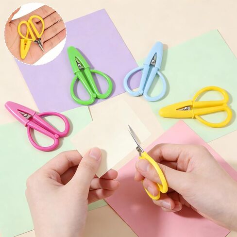 12 Pack Mini Scissors Set - Small, Sharp, Portable Scissor with Protective Cover - Tiny Detail Scissors for Sewing, Embroidery, Crafts, Knitting, and DIY Projects (4 Colors) in Saudi Arabia