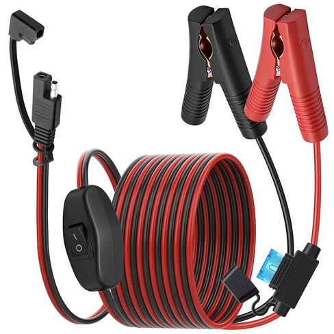 كابل شاحن تمديد XMSJSIY SAE إلى مشبك التمساح 12 فولت 14AWG SAE موصل إلى بطارية التمساح مشبك توصيل سريع/فصل سلك مع مصهر 15 أمبير ومفتاح تشغيل/إيقاف للسيارة RV النارية -2M/6.5FT in Kuwait