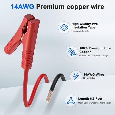 كابل شاحن تمديد XMSJSIY SAE إلى مشبك التمساح 12 فولت 14AWG SAE موصل إلى بطارية التمساح مشبك توصيل سريع/فصل سلك مع مصهر 15 أمبير ومفتاح تشغيل/إيقاف للسيارة RV النارية -2M/6.5FT in Kuwait