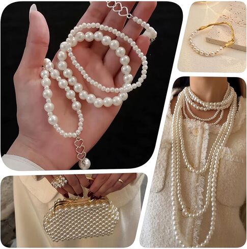 3000Pcs Pearl Beads for Jewelry Making 4 Boxes DIY White Bracelet Beads Bulk 4/6/8/10mm Round Pearls for Crafting Necklaces Earring in Kuwait