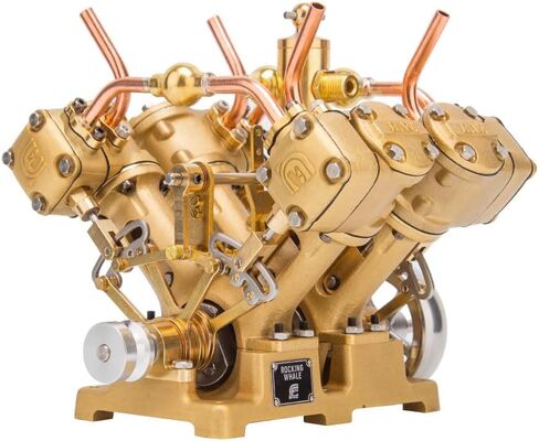 RW-V4 Steam Engine Model, Mini V-Shape 4-Cylinder Reciprocating Steam Engine Model for 90-150cm Steamships (Forward and Reverse Rotation/Without Boiler) in Saudi Arabia
