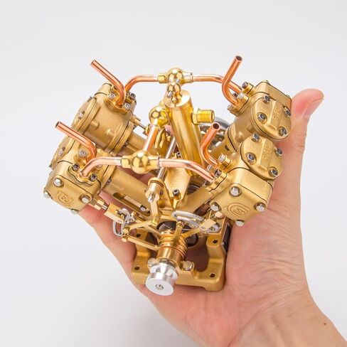 RW-V4 Steam Engine Model, Mini V-Shape 4-Cylinder Reciprocating Steam Engine Model for 90-150cm Steamships (Forward and Reverse Rotation/Without Boiler) in Saudi Arabia