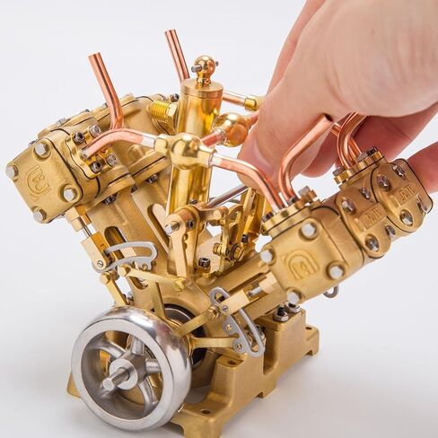 RW-V4 Steam Engine Model, Mini V-Shape 4-Cylinder Reciprocating Steam Engine Model for 90-150cm Steamships (Forward and Reverse Rotation/Without Boiler) in Saudi Arabia
