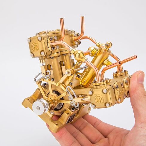 RW-V4 Steam Engine Model, Mini V-Shape 4-Cylinder Reciprocating Steam Engine Model for 90-150cm Steamships (Forward and Reverse Rotation/Without Boiler) in Saudi Arabia
